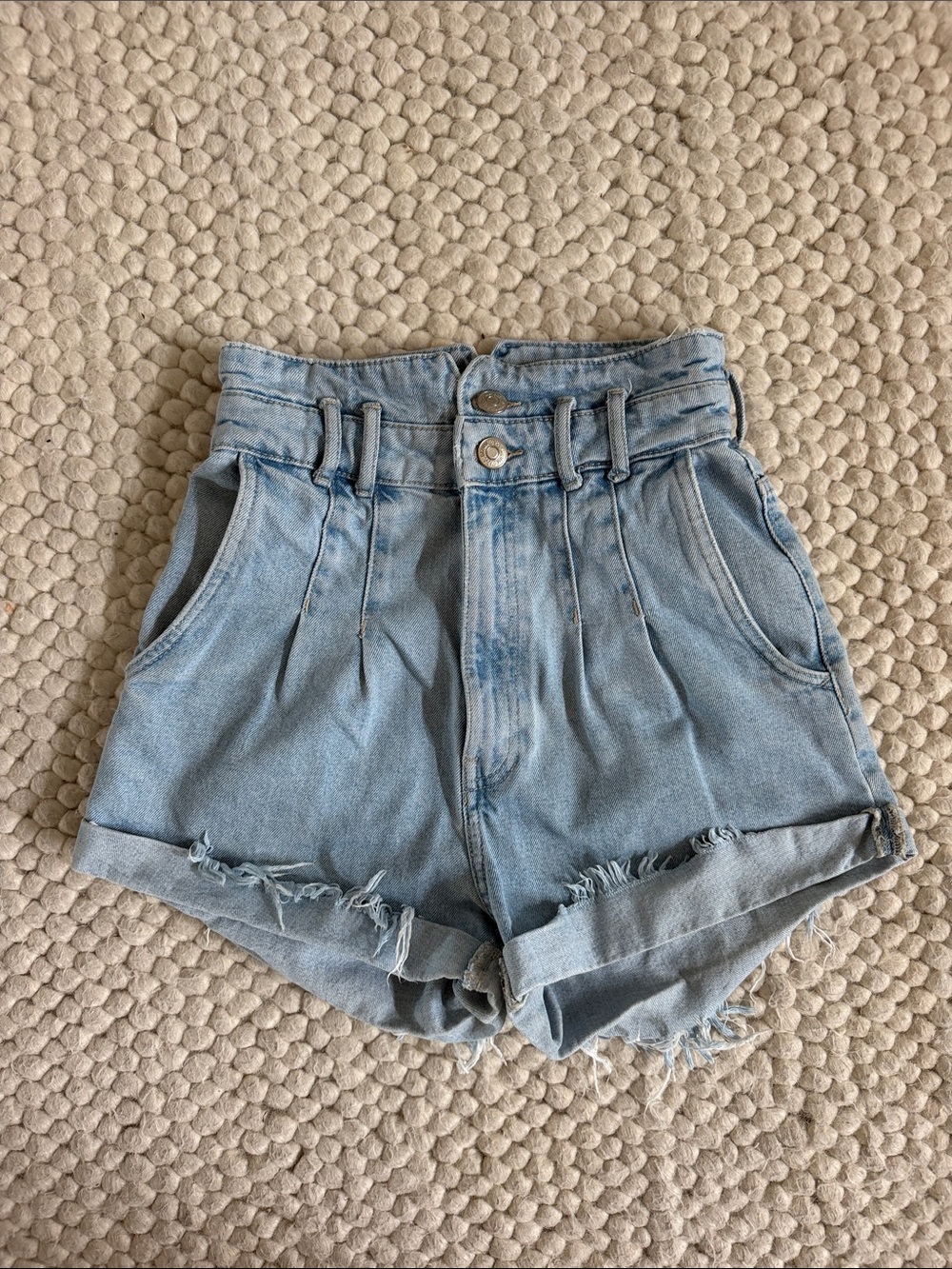 Zara Light Blue High-Waist Denim Shorts sz 0
